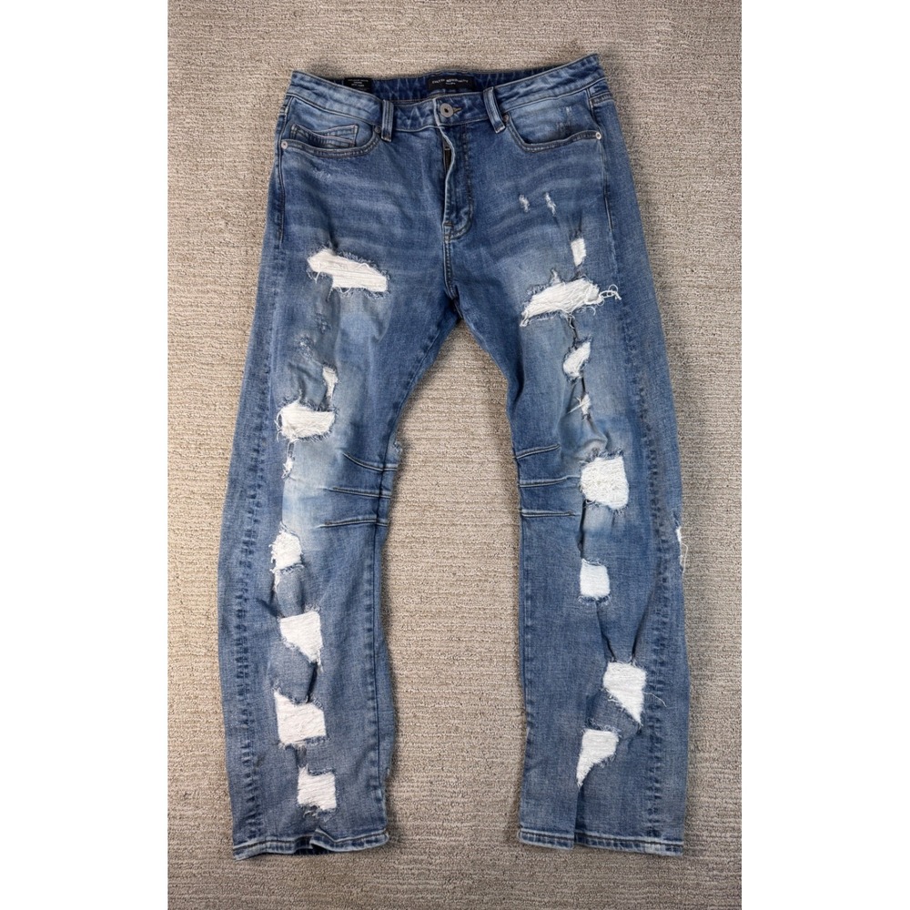 Cult of Individuality Grunge Baggy 607 Distressed Mens Jeans Blue W34 L32